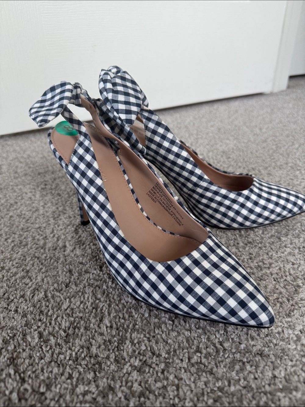 BCBGeneration Blue & White Gingham Slingback Pointed-Toe Pumps